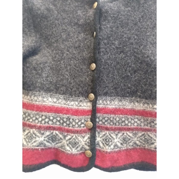 Vintage Tally Ho Women's Off-Black Gray Dark Red Wool Cardigan Sweater L - Picture 8 of 16